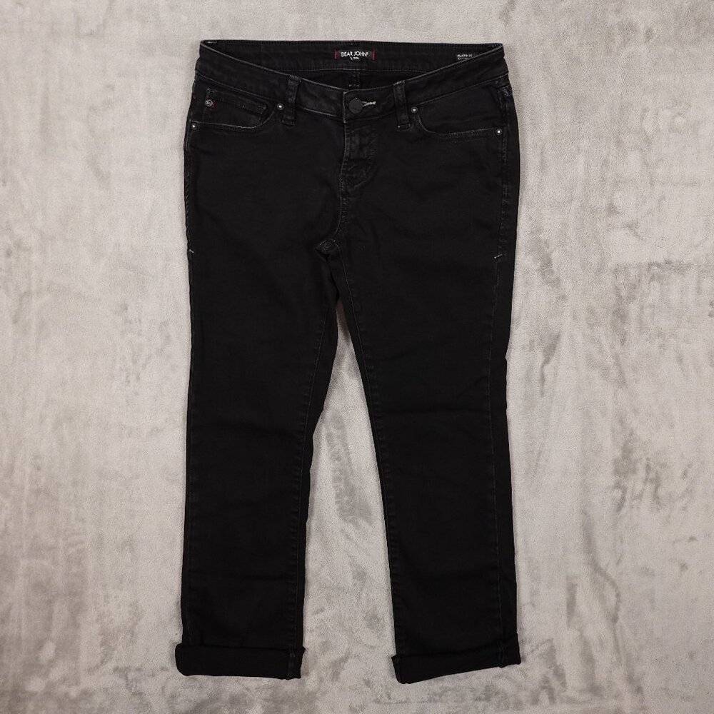 Dear John jeans Playback‎ cuffed cropped straight leg women's 25 black